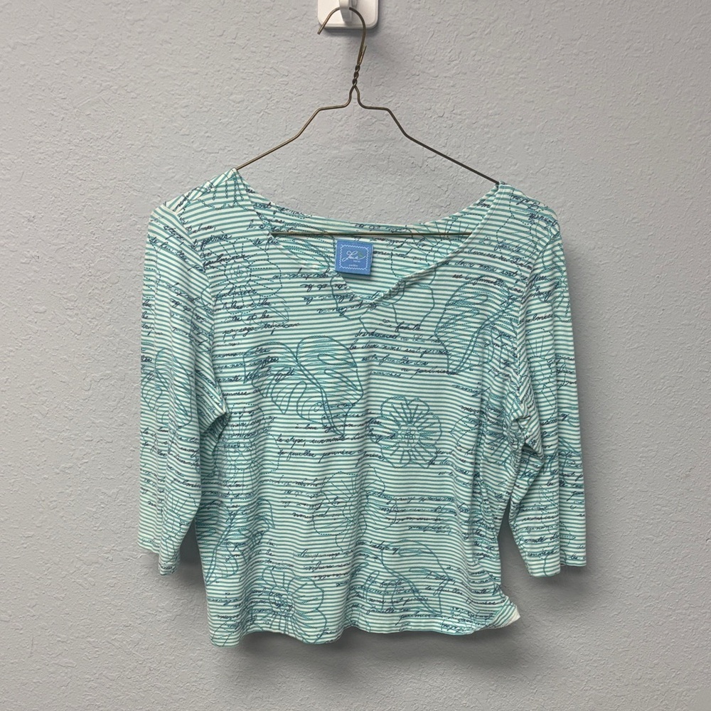 Lark Lane W’s Petite Floral Striped Long Sleeve Top